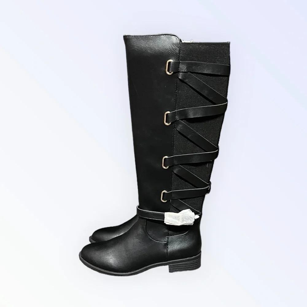 🌻 NEW w/Box Thalia Sodi Veronika Black Over The Knee Riding Boots Size 6.5
